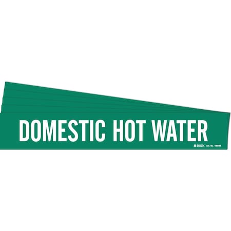 Brady DOMESTIC HOT WATER Pipe Marker Style 1 Polyester White on Green 1 per Card, 5 PK 106104-PK